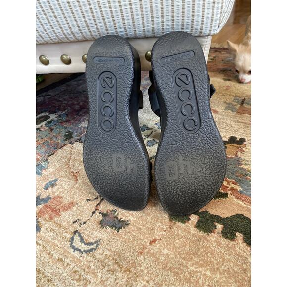 ECCO Flowt Wedge LX Leather Sandals Black 40 US 9 9.5 Danish Comfort - Picture 11 of 12